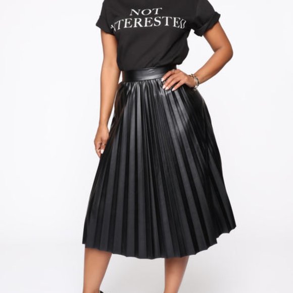 Fashion Nova Dresses & Skirts - Picture Perfect pleated black faux leather midi skirt-NWT